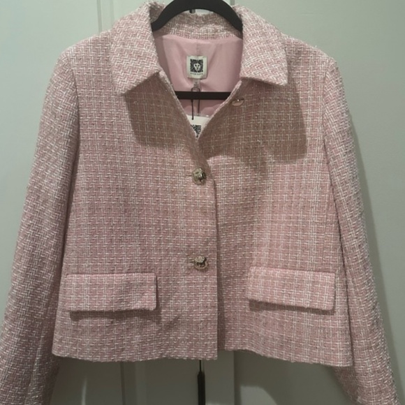 ✨ NWT Anne Klein Peony Pink Tweed Jacket / Blazer ✨ Size 14 - Picture 6 of 6
